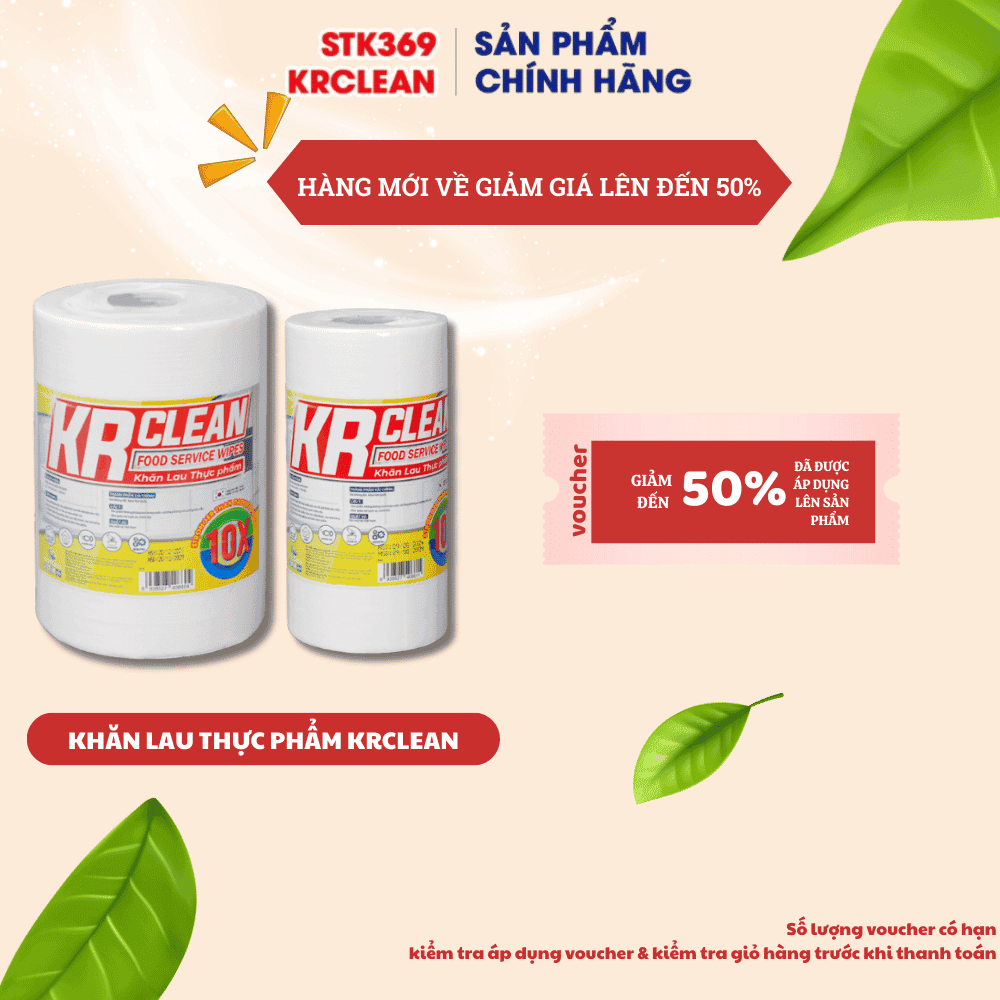 Khăn giấy thấm thực phẩm KRCLEAN – Mềm Mại, Dai Chắc, Lau Sạch Hiệu Quả