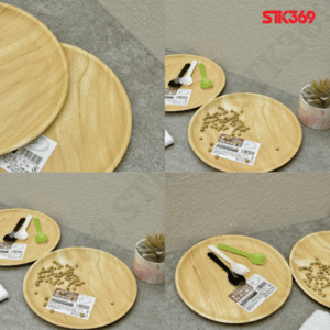 Alternative view of Khay đựng cốc chén bằng nhựa PP vân gỗ, dáng tròn 22 cm.