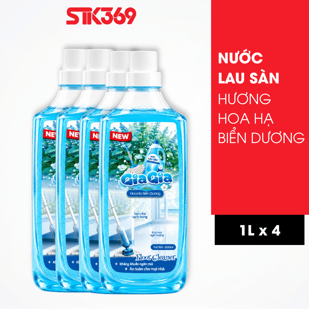 Combo 4 Nước Lau Sàn Hương Hoa Hạ GIAGIA 1L - Sạch Bóng Sàn Nhà, Thơm Lâu