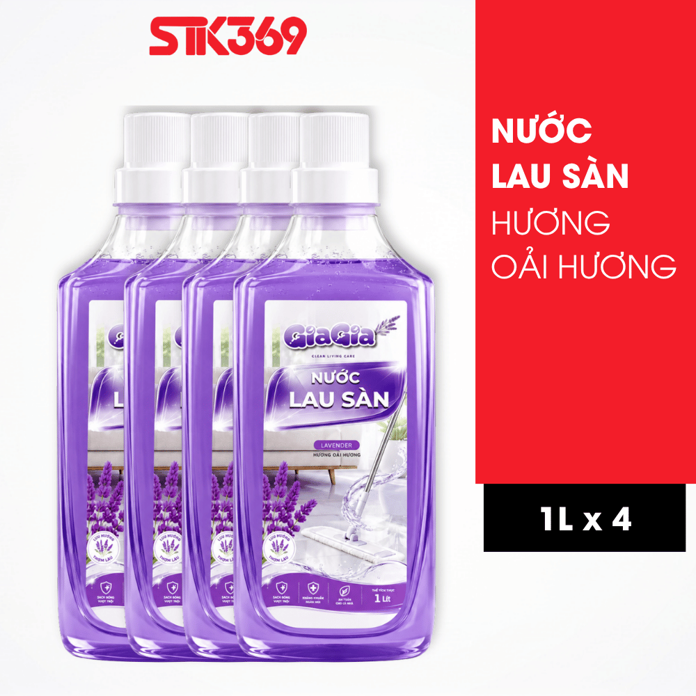 Combo 4 Nước Lau Sàn Hương Lavender GIAGIA 1L - Sạch Bóng Sàn Nhà, Thơm Lâu