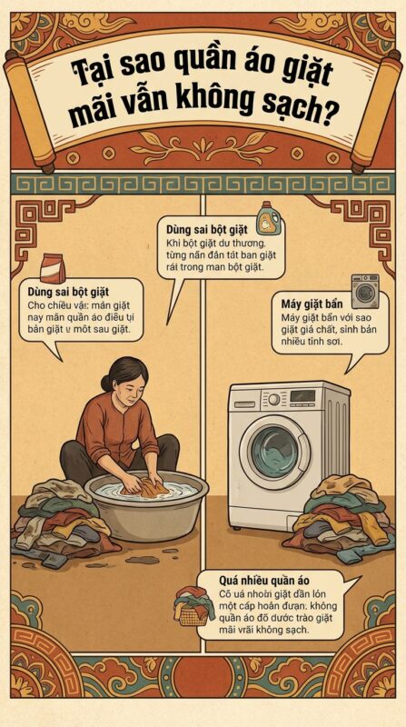 tại sao áo giặt hoài mà vẫn không sạch vết bẩn