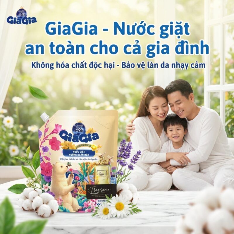 GiaGia là dòng nước giặt không hóa chất độc hại cho cả nhà