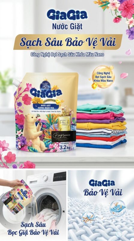 Nước giặt GiaGia giải pháp giặt sạch sâu bảo vệ vải