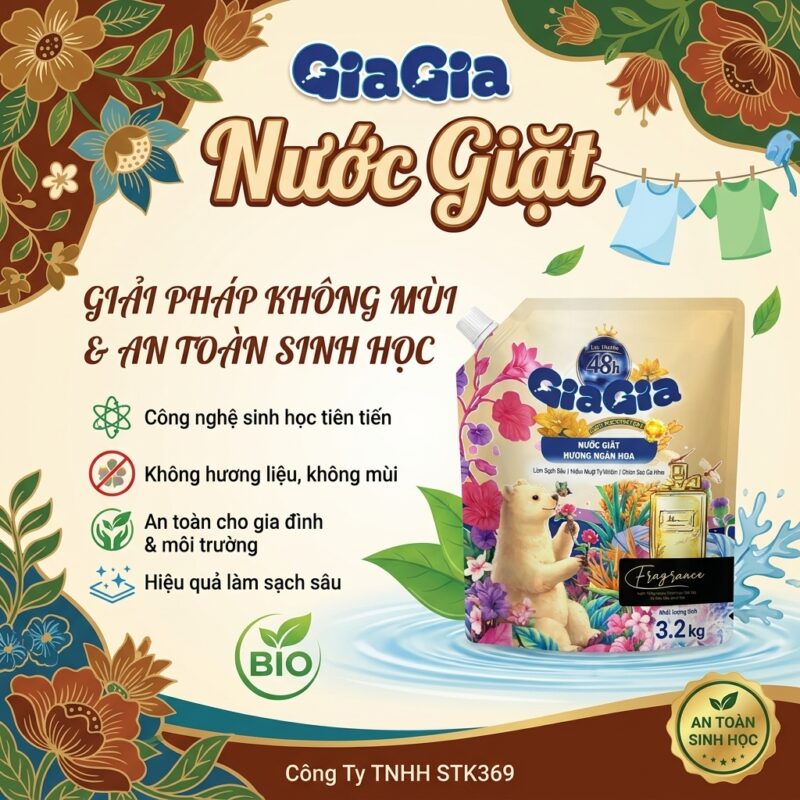 Nước giặt GiaGia giải pháp không mùi an toàn sinh học