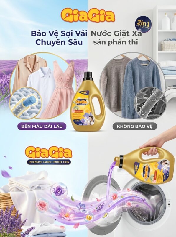 nước giặt bảo vệ vải chuyên sâu GiaGia
