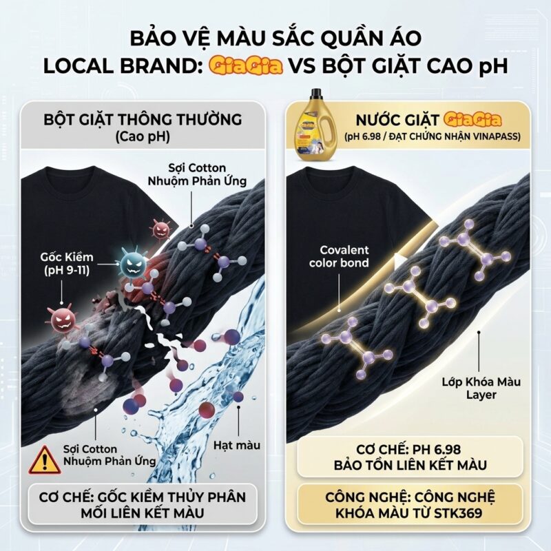 So sánh áo nhuộm Reactive Dye bị phai màu do nước giặt