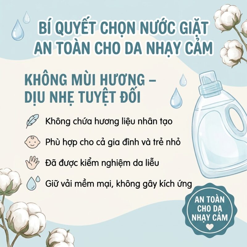 Lựa chọn nước giặt không mùi an toàn cho da nhạy cảm
