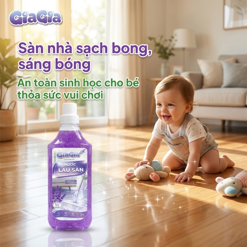 Sàn nhà sạch bóng, an toàn sinh học cho bé tự do vui chơi