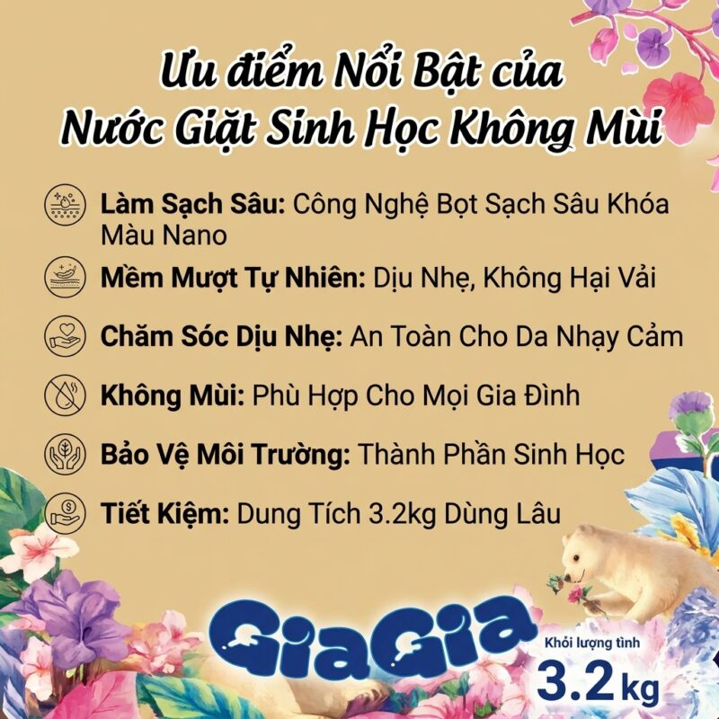 Ưu điểm vượt trội của dòng nước giặt không mùi sinh học