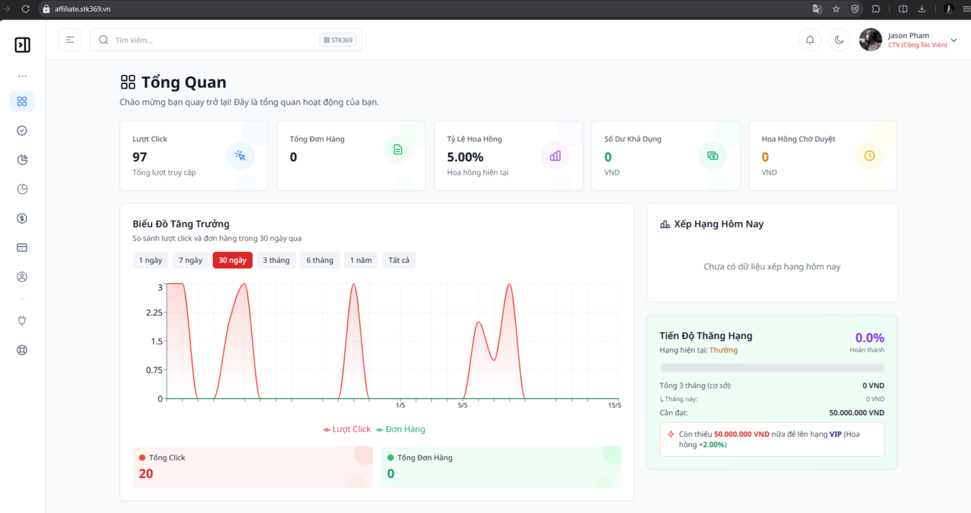 hệ thống affiliate nước giặt stk369