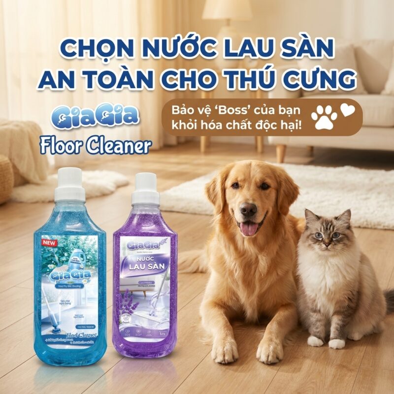 Lựa chọn nước lau sàn không độc cho chó mèo bảo vệ thú cưng
