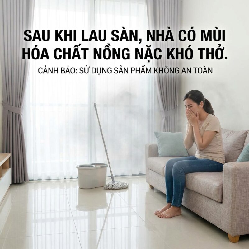 Tình trạng lau sàn xong nhà có mùi hóa chất nồng sặc sụa khó thở