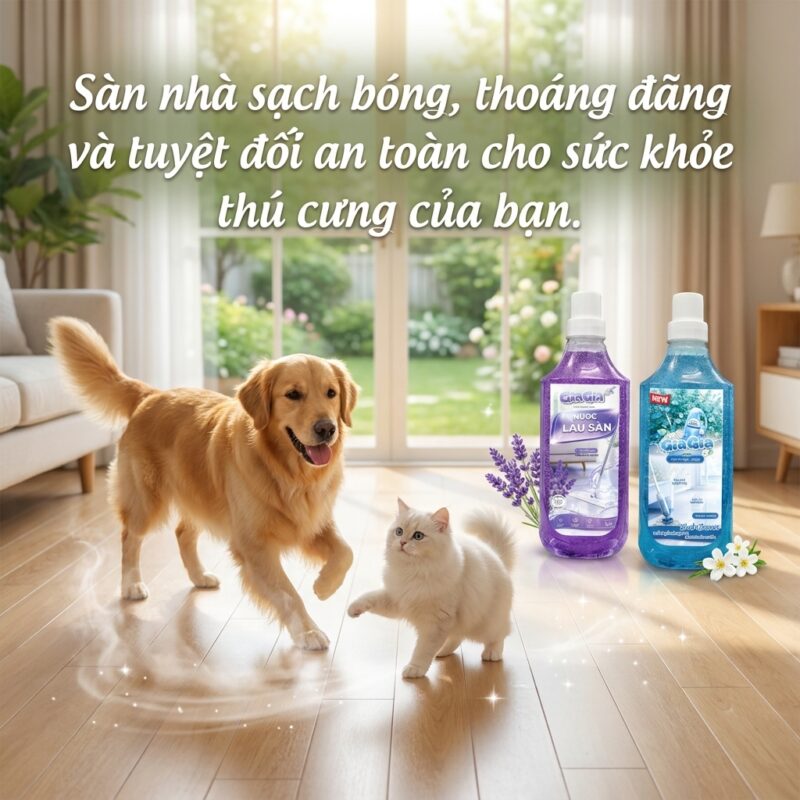 Sàn nhà sạch thoáng và an toàn tuyệt đối cho sức khỏe thú cưng