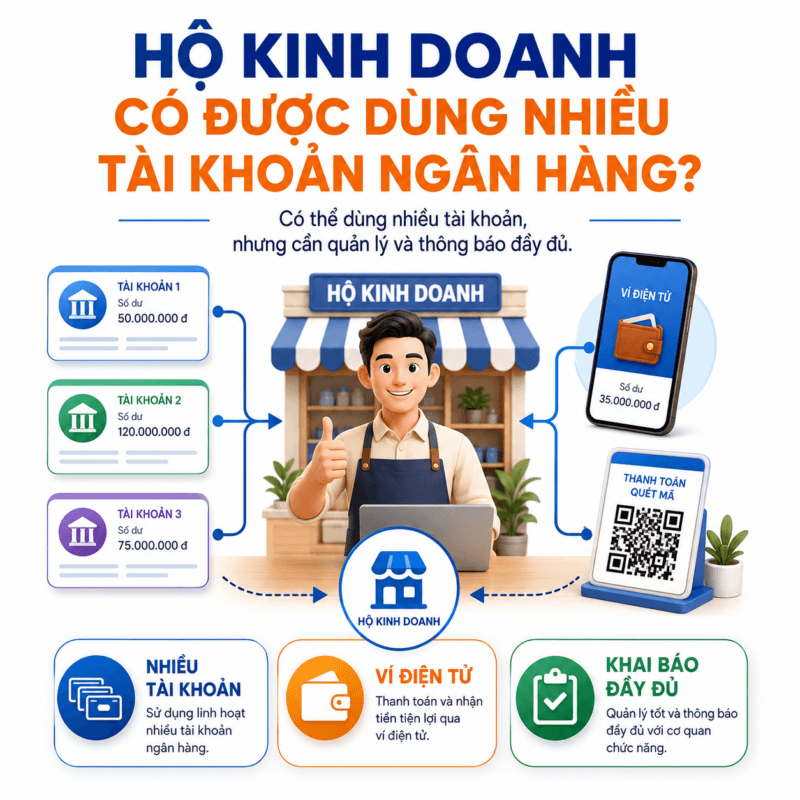 hộ kinh doanh có được dùng nhiều tài khoản ngân hàng
