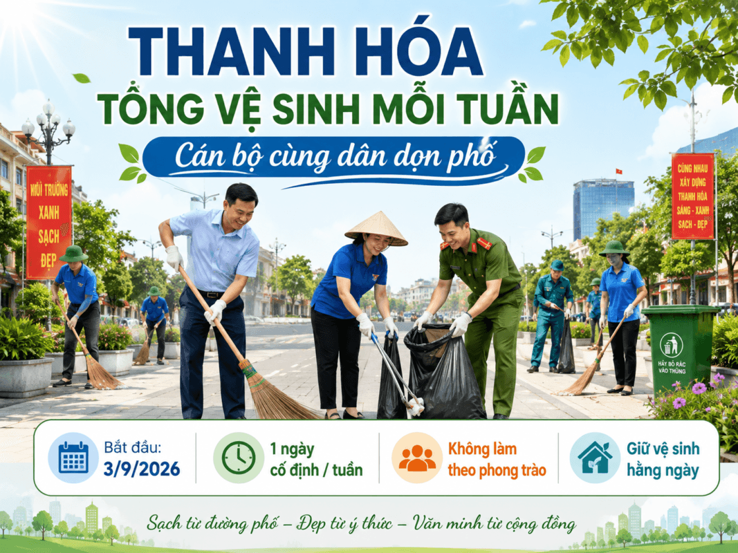 Thanh Hóa tổng vệ sinh mỗi tuần