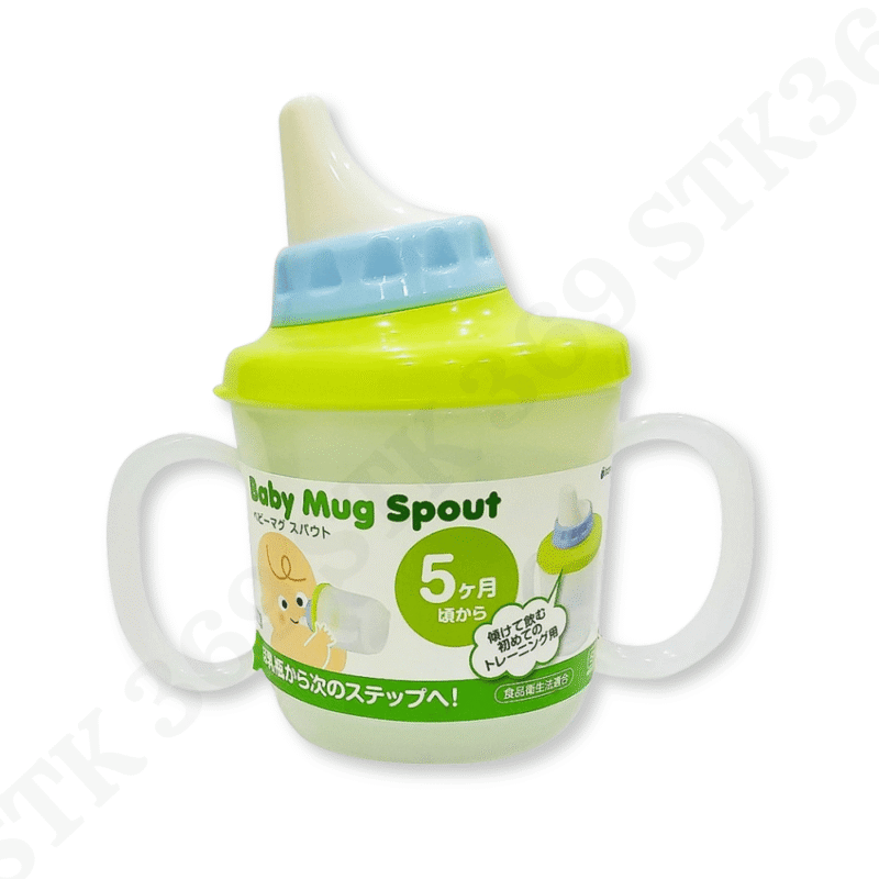 Cốc tập uống có vòi hút màu xanh lá