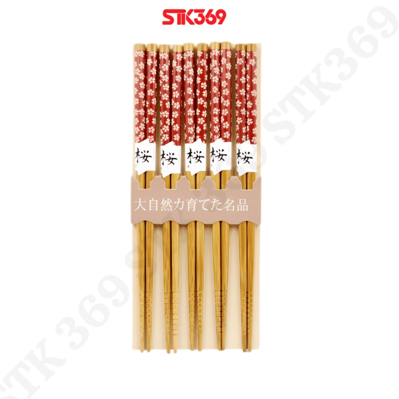 Bộ 5 đũa mẫu hoa đỏ