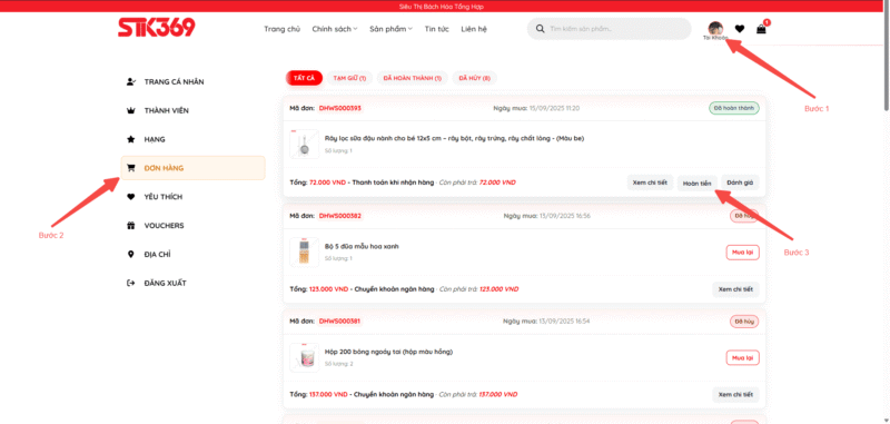 Hướng dẫn chi tiết trả hàng/ hoàn tiền